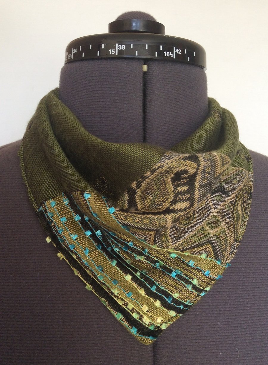 Triangular neck warmer, neckerchief, bandana, scarf,  sage green