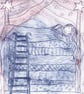 The Sleeping Princess - blues and purple - Drypoint Etching   - Image 2