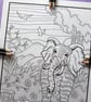 Elephant Jungle A4 Colouring Page Printable JPG by S Godwin Studio - Image 2