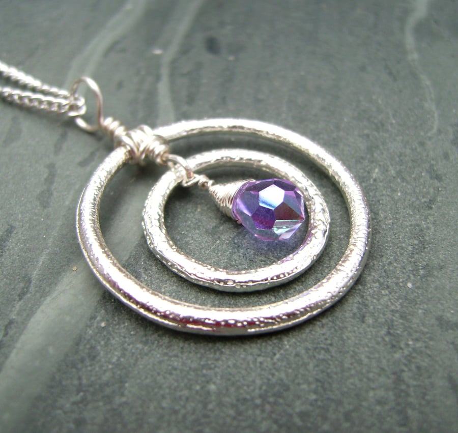 Silver Circle Crystal Pendant Necklace Folksy