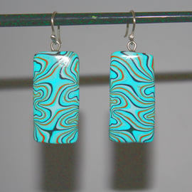 Cosmic Swirls - Drop Earrings - Handmade Polymer Clay, Sterling Silver