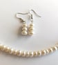 Classic Cream AA Grade Genuine Freshwater Pearl Necklace & Earrings Gift Set - Image 3
