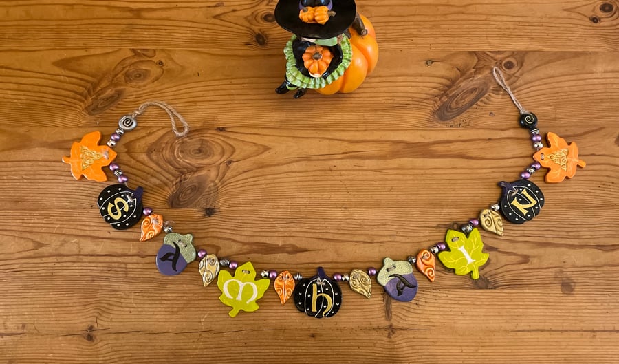 Handmade Samhain Vibrant Clay Garland