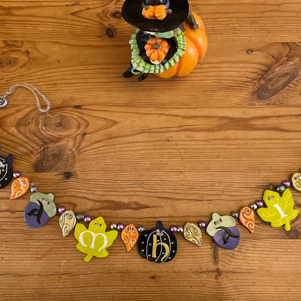 Handmade Samhain Vibrant Clay Garland