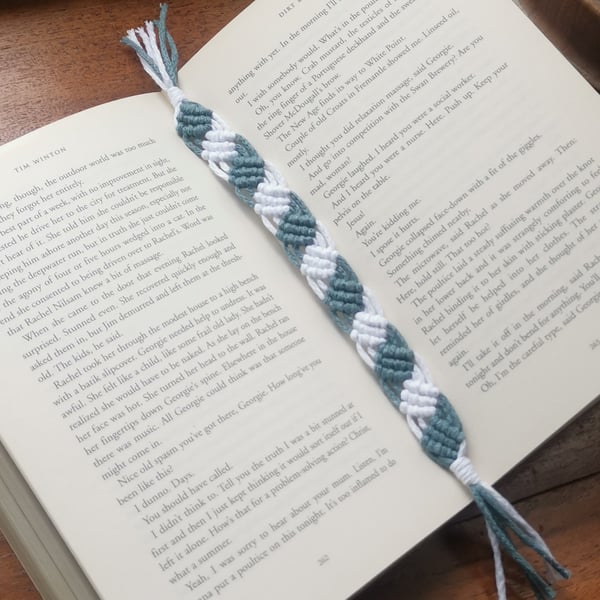 Bookmark - Handmade Macrame Boho Inspired - White and Blue FREE UK P&P