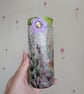 Garden flower decoupaged candle holder, vase, container, decoration