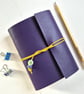 Purple Leather Peacock Journal, Sketchbook or Notebook, A6 size - Image 3