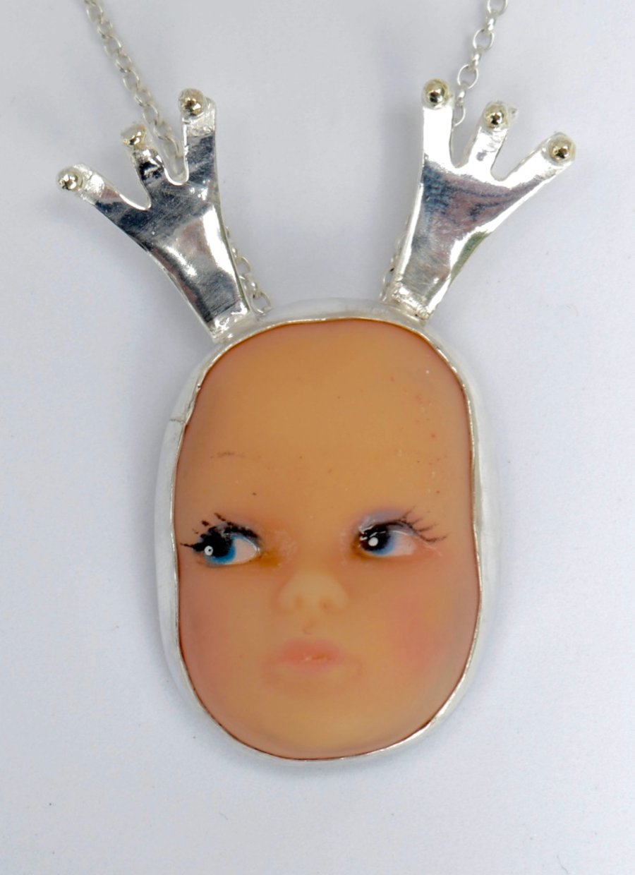 Sterling Silver Doll Face Pendant No. 13