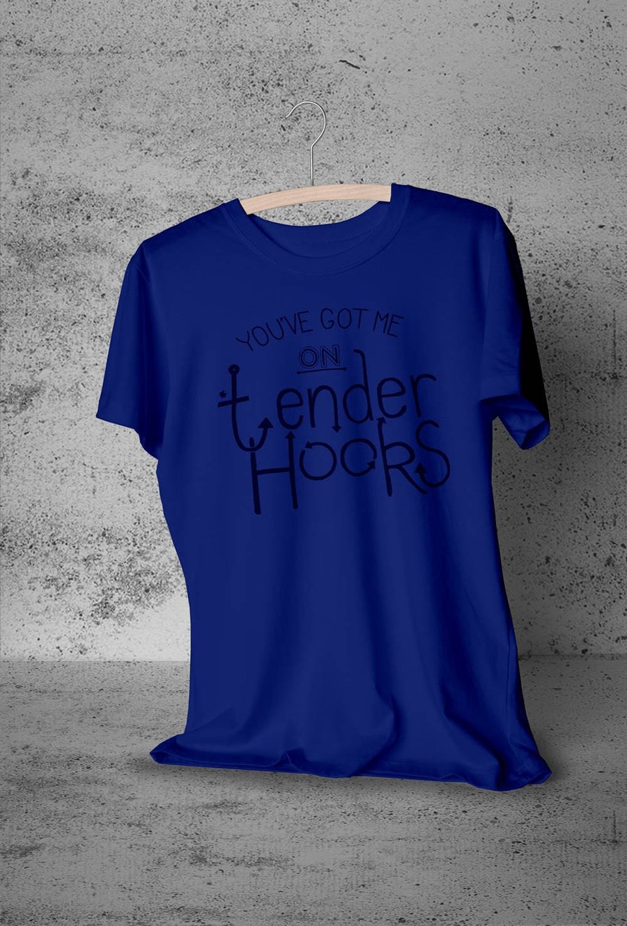 Mens Type T-Shirt 'Misquoted Phrases Series'- TenderTenter Hooks. Male graphic 