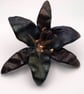 Handmade Fused Glass Rainbow on Black Iridescent and Gold Lily with Wall-mount