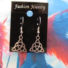 Triquetra earrings.  Celtic Trinity knot intertwined within a circle earrings.