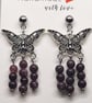 Purple Amethyst Butterfly Earrings Stainless Steel Studs Handmade
