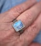Moonstone oxidised silver and 18ct gold ring U.K. size U - Image 2