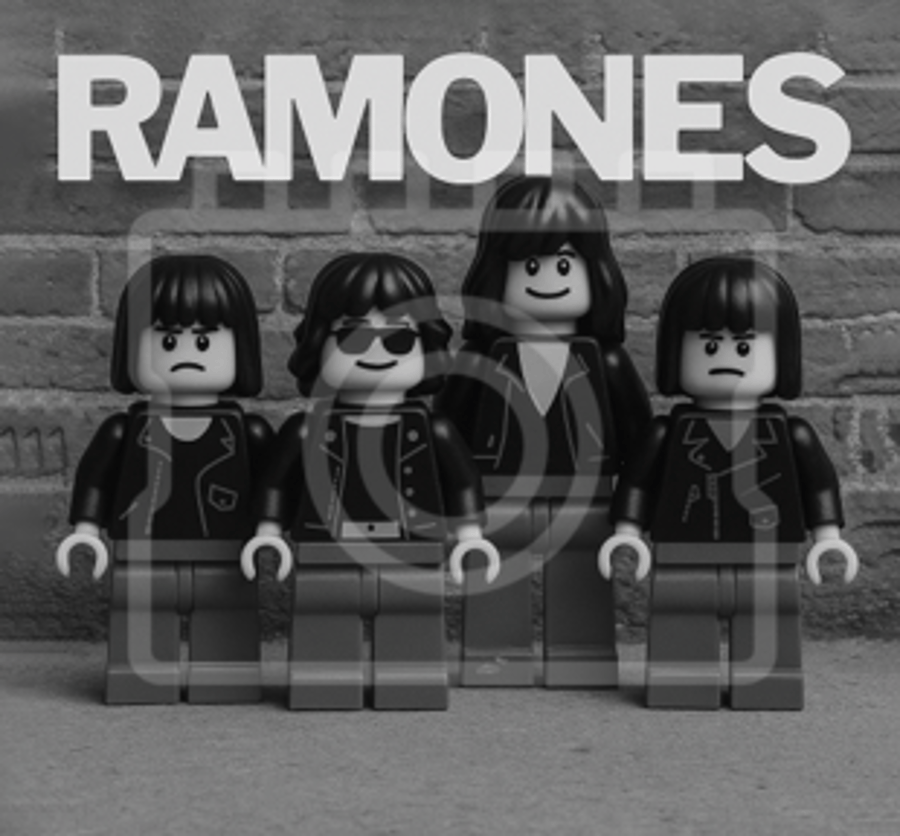 LEGO-Inspired Ramones 5x5" Print (Mounted for 9x9" Frame)
