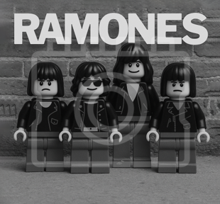 LEGO-Inspired Ramones 5x5" Print (Mounted for 9x9" Frame)