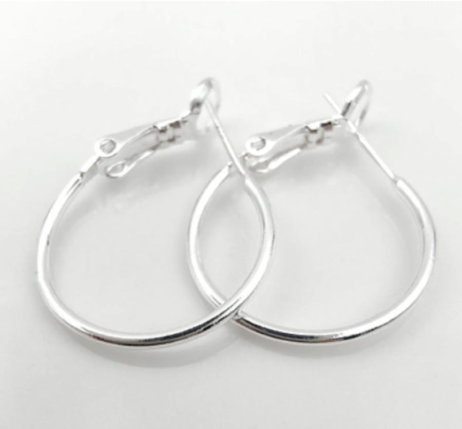 (EK80) 10 pcs, 35mm Silver Plated Earrings Hoop Findings 