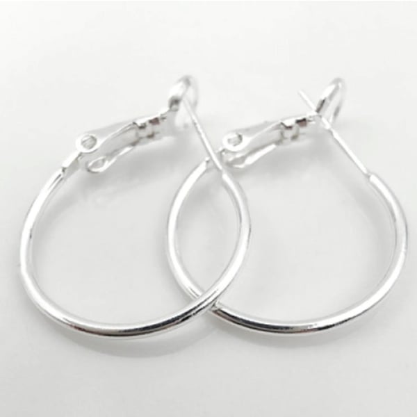 (EK80) 10 pcs, 30mm Silver Plated Earrings Hoop Findings 