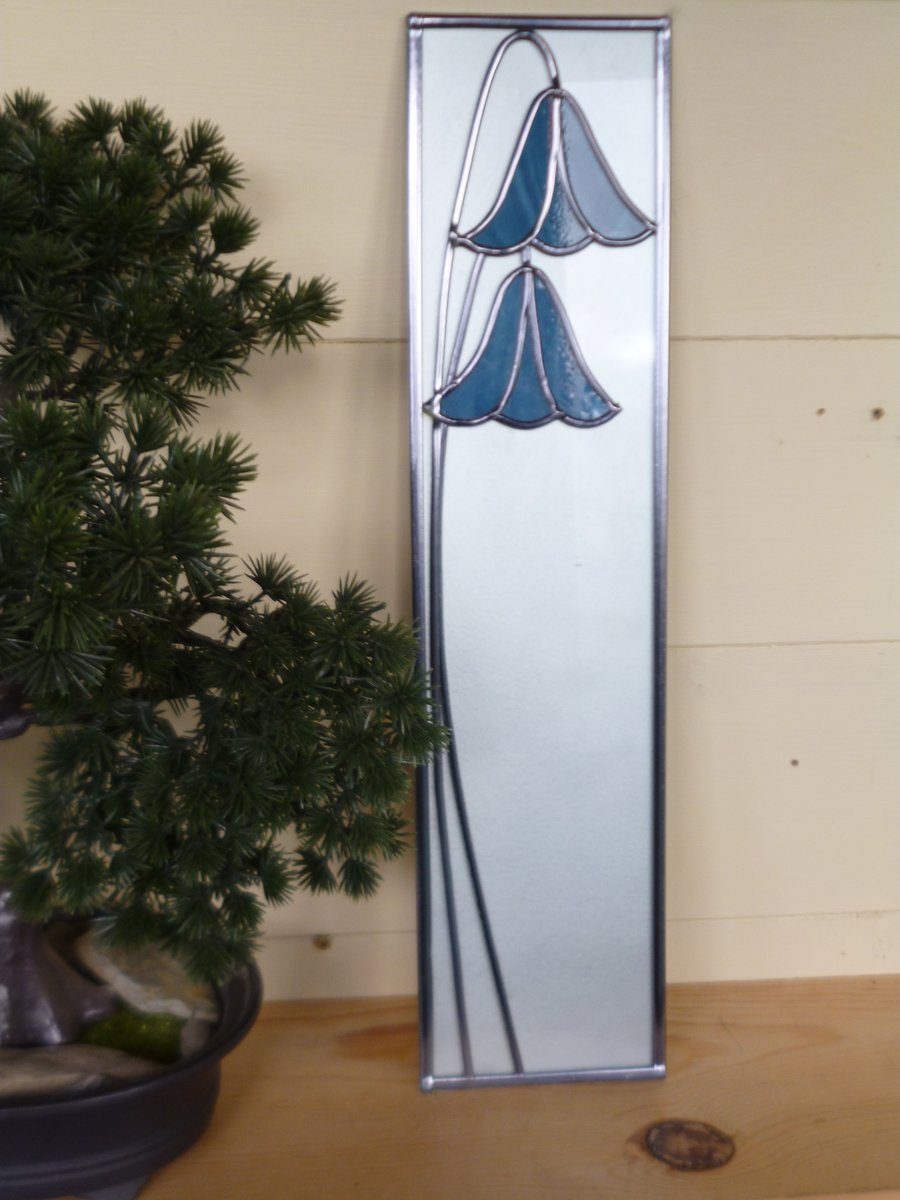 Decorative stained glass mirror, 9cm x 35cm.    