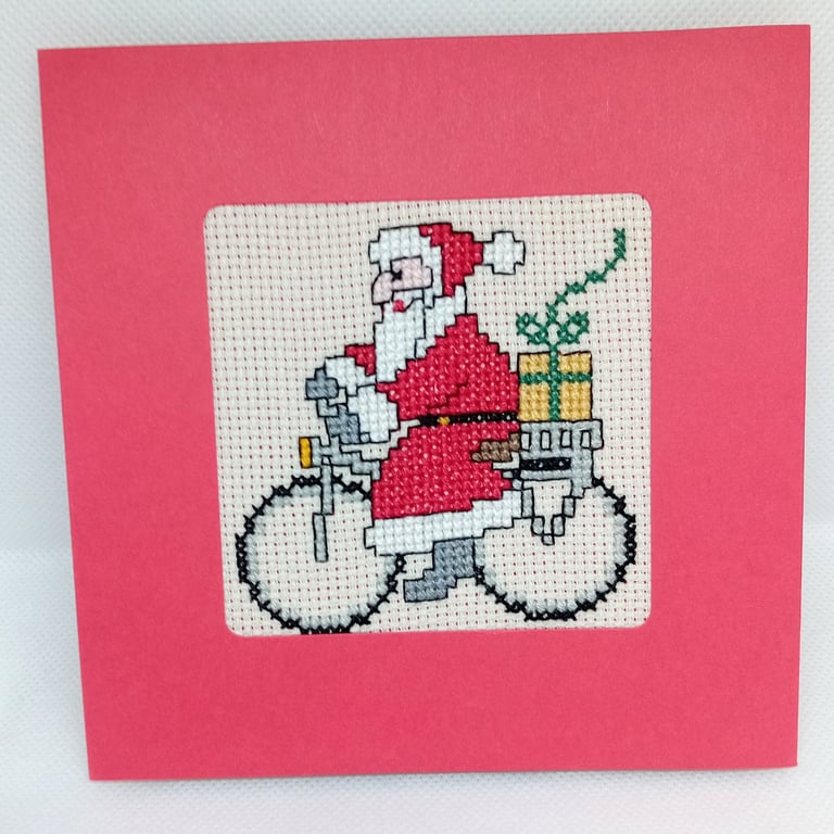 Handmade Christmas Greetings Card with Envelope - Cross Stitch 