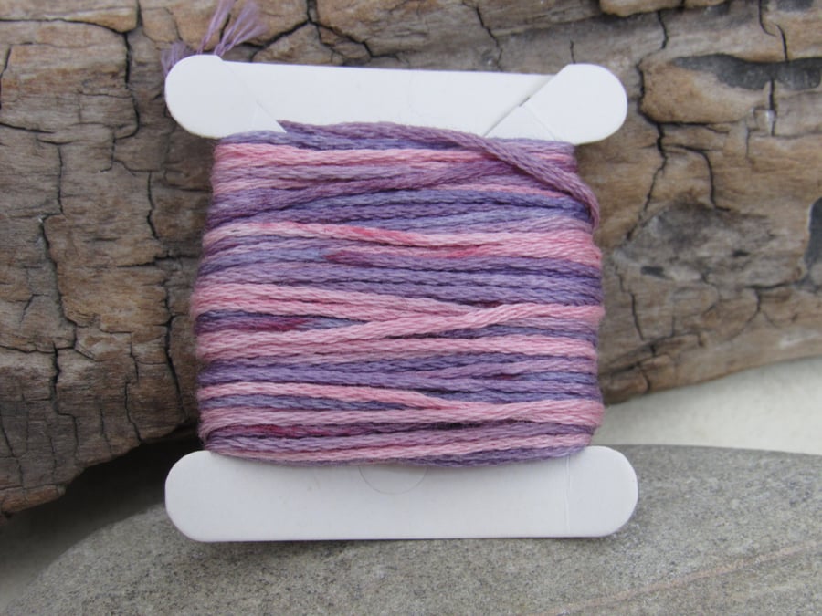 8m Hand Dyed Natural Dye Space Dyed Pink Purple Cotton Embroidery Thread Floss