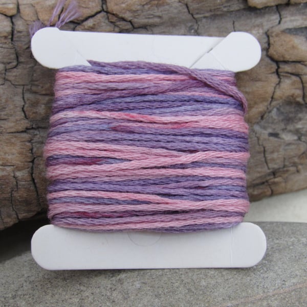 8m Hand Dyed Natural Dye Space Dyed Pink Purple Cotton Embroidery Thread Floss