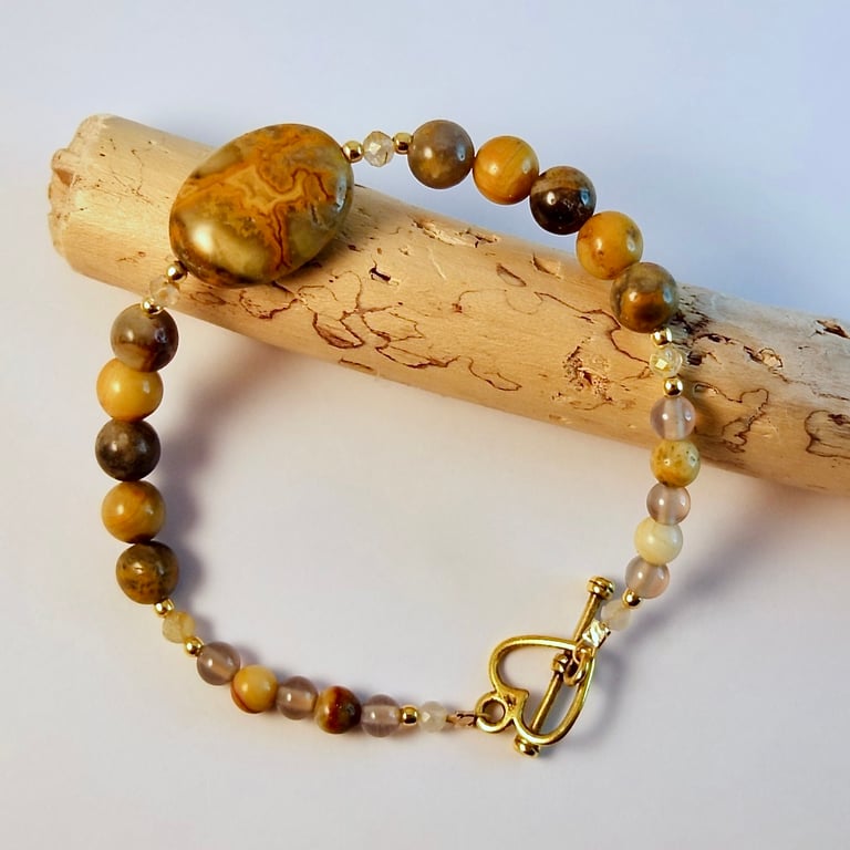 Crazy Lace Agate Bracelet - Handmade Gift, Birthday, Anniversary, Gemini.