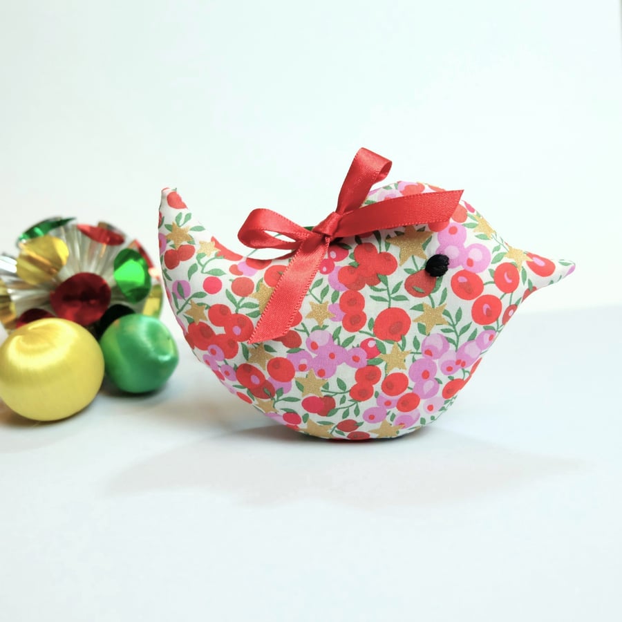 Christmas Liberty Wiltshire Berries and Gold Stars Lavender Mini Bird