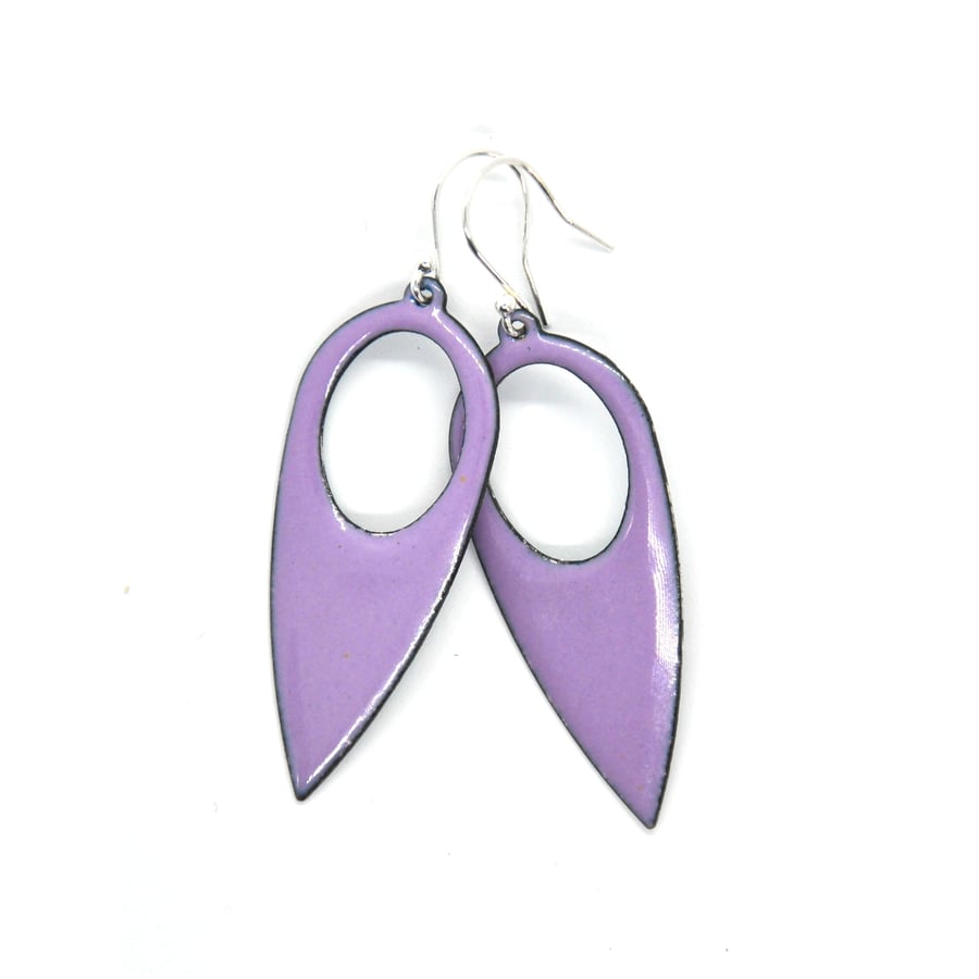 Light purple enamel statement earrings