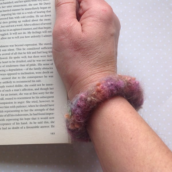 PURE ALPACA  felted bracelet , bangle. Hand-dyed.... ready to ship...