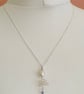 Freshwater pearl and tanzanite pendant with sterling silver wire zigzag - Image 3