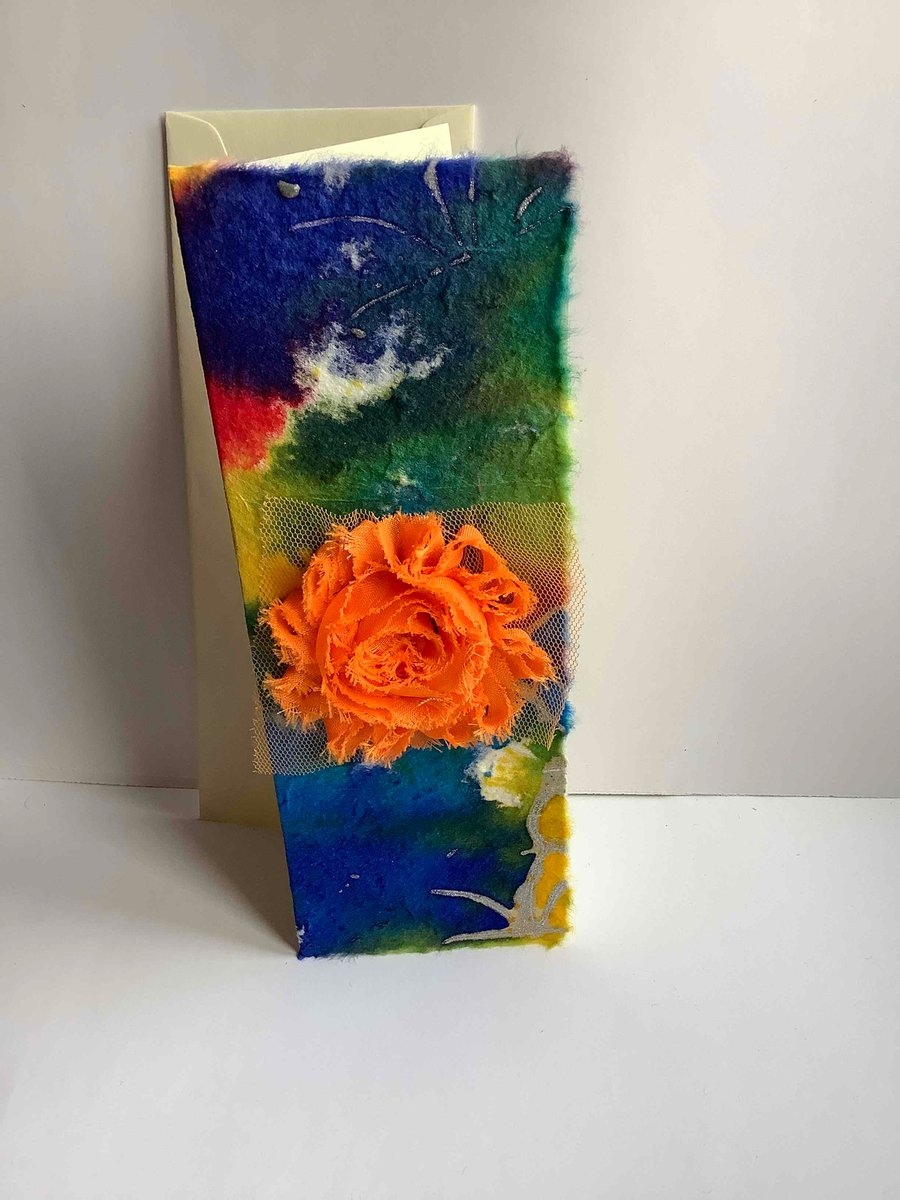 Big orange flower card