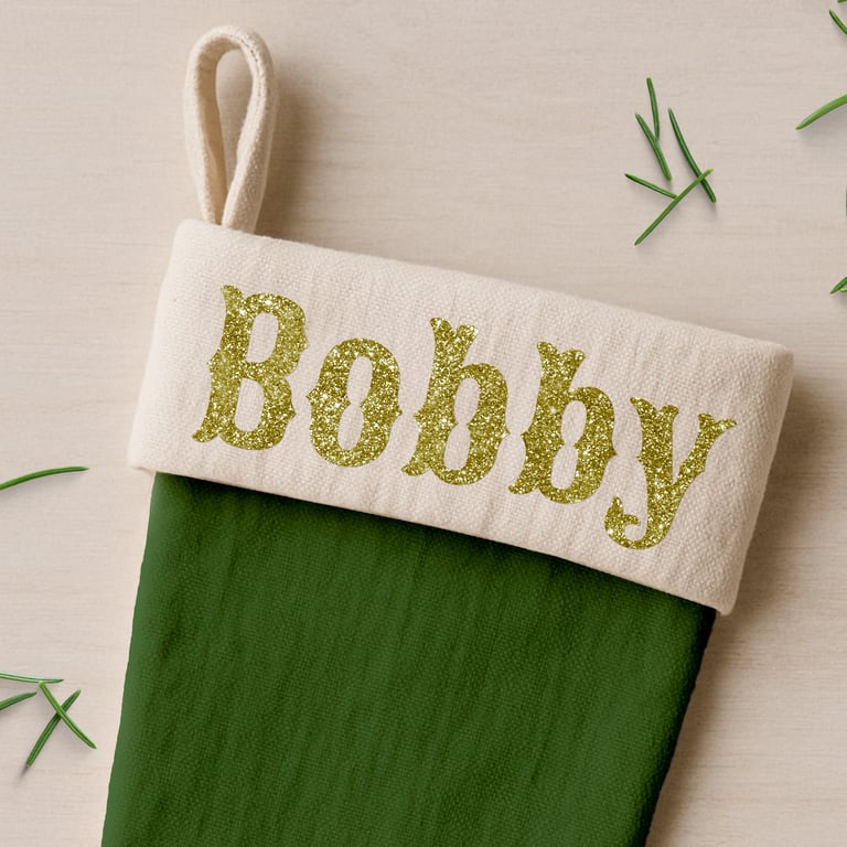 Personalised Christmas Name Iron On Sticker – Font 5: Custom Transfer for Xmas