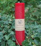 Hand Rolled Red Beeswax Pillar Candle 20cm-7.9 inches - Natural Beeswax