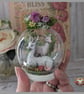 Deer in a flowering magical Forest Hanging Glass Dome OOAK Handmade