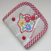RESERVED FOR GAIL Vintage Embroidery Red Floral Sewing Needle Case.% to Ukraine.