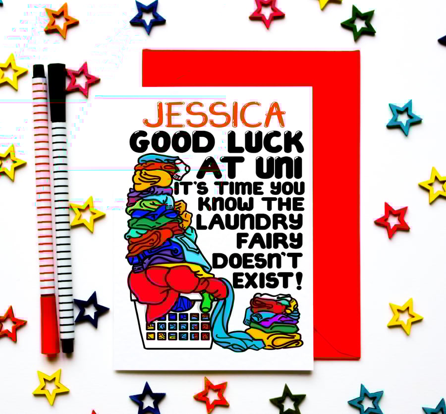 Personalised Good Luck At University Funny Card For Son, Daughter