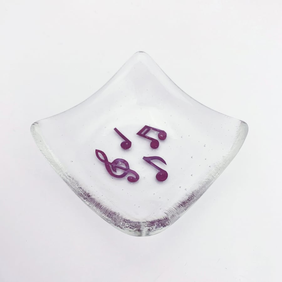 Fused Glass Music Trinket Dish - Handmade Glass Dish