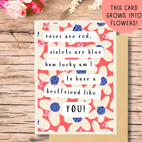 Plantable Galentines Card, Seed Paper Card, Handmade