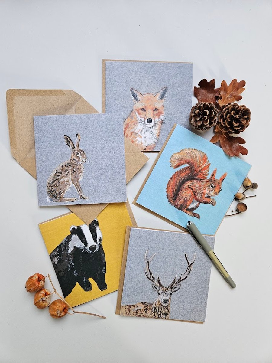 Printed Countryside Animal cards, end of line stock