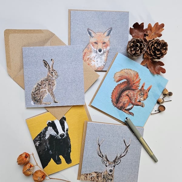 Printed Countryside Animal cards, end of line stock