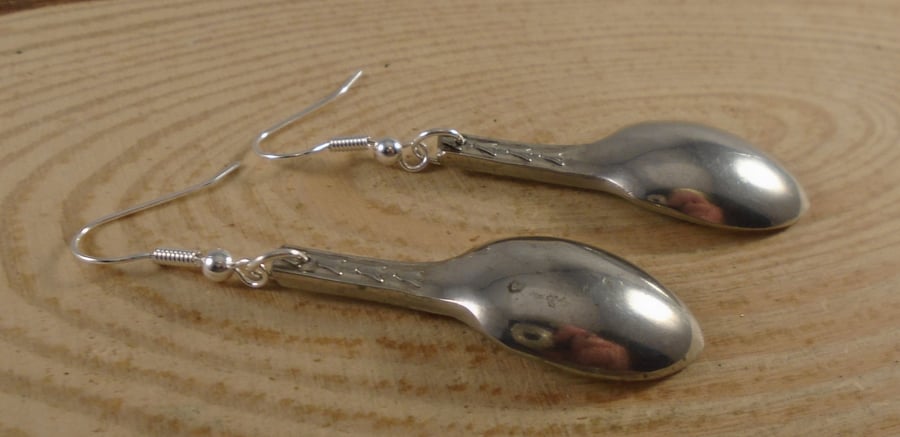 Upcycled Silver Plated Sugar Tong Spoon Earrings SPE102009