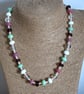 purple, pink and green lampwork glass necklace - Image 4