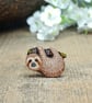 Sloth Pin, Handmade Tiny Wooden Painted Brooch