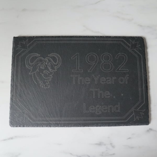 Personalised "The year of the legend" slate Placemat