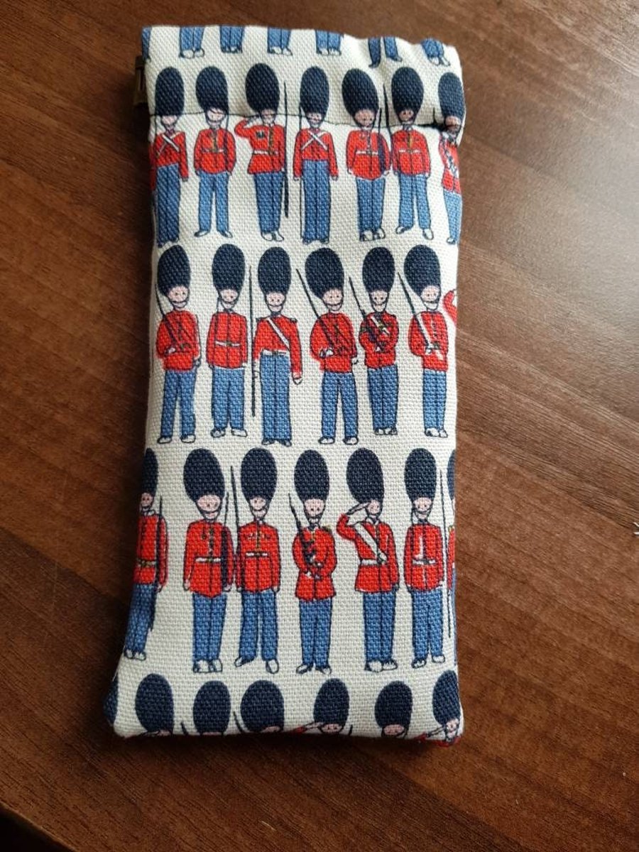 Glassessunglasses case made in Cath Kidston Soldiers fabric
