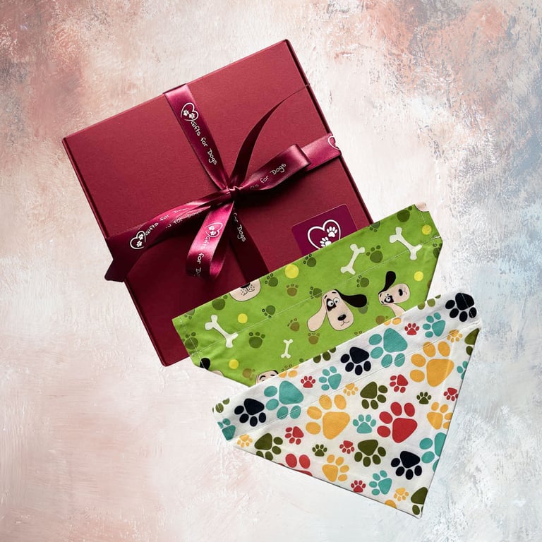 Dog Bandanas Set, Bandanas, Faces-Paws Design-Medium Dog Bandanas. 2 Pack-TW06