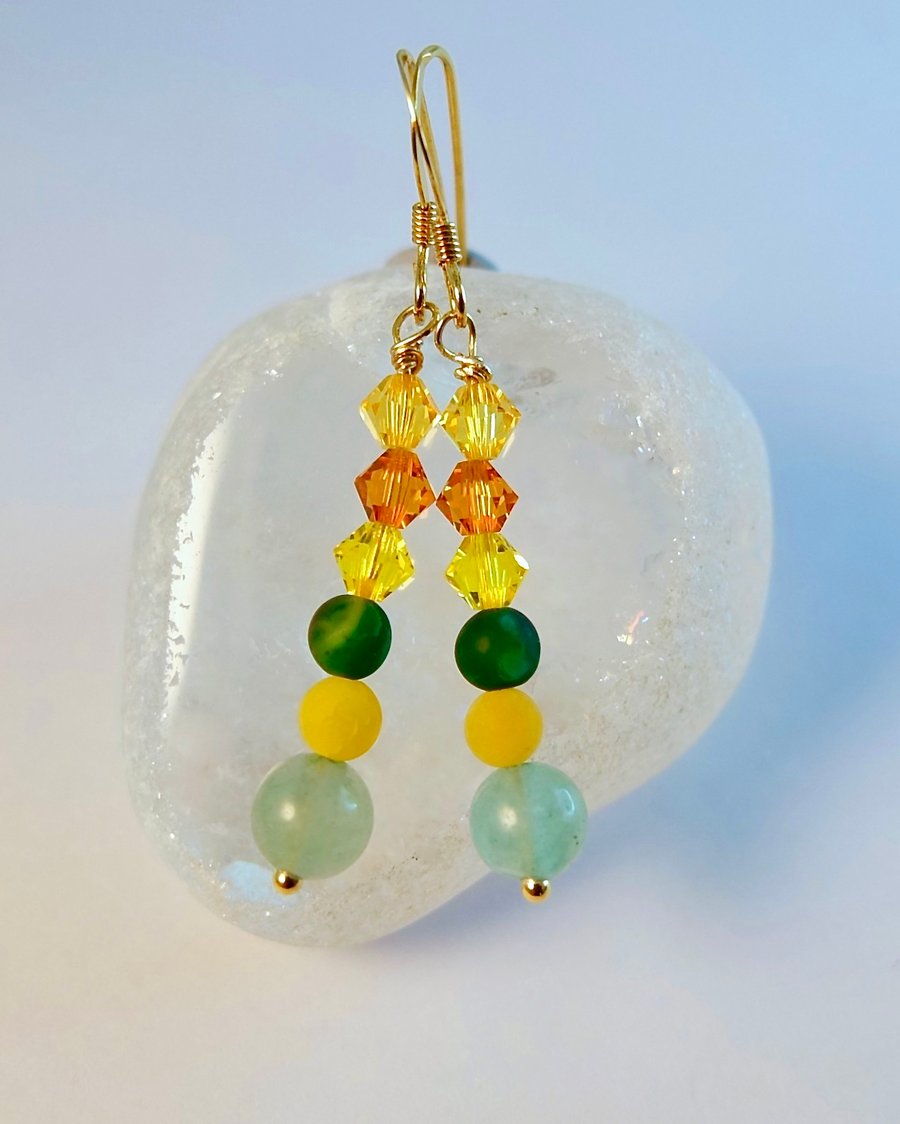 Agate, Crystal & Aventurine Earrings, Birthday, Anniversary, Easter Gift For Her