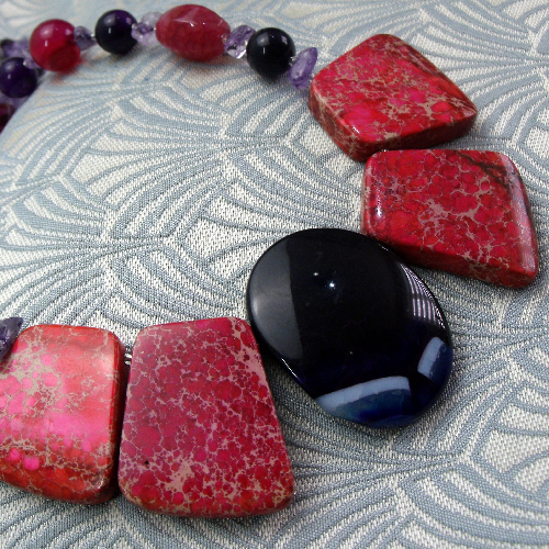 Chunky Necklace, Chunky Statement Necklace, Semi-Precious Stone Necklace DD10