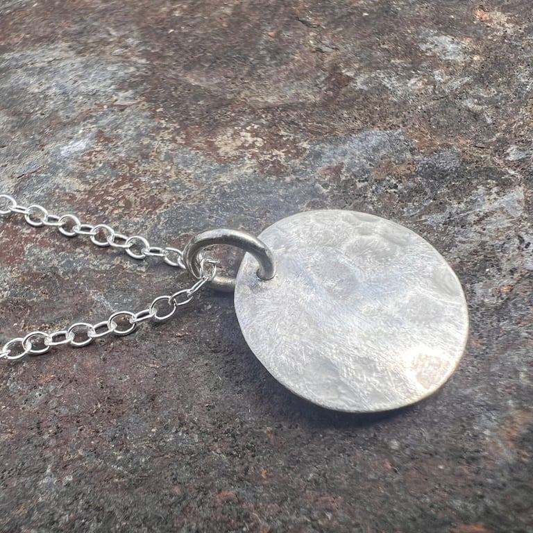 Hammered Eco Silver Circle Pendant