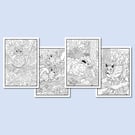 (Digital) Woodland Animals On Four Colouring Pages